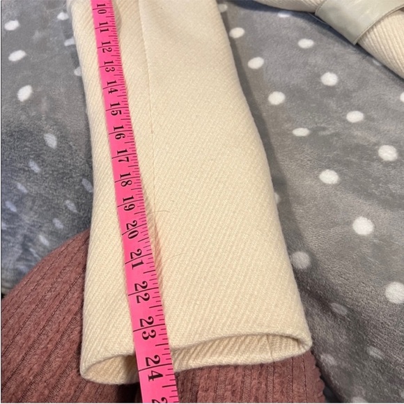 Mackage | Women’s Size S Cream Wool Coat with Leather Trim Accents + Belt - Picture 14 of 14